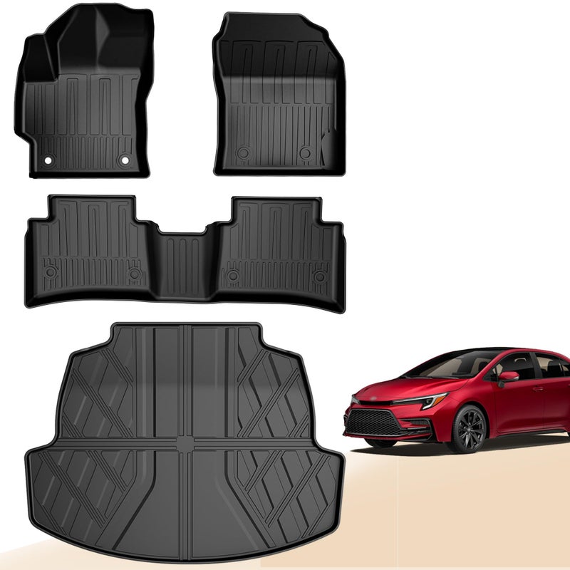 for Toyota Corolla Floor Mats and Cargo Liner 20202025 All Weather Floor Mats and Trunk Mat for Toyota CorollaCorolla Hybrid Sedan Not Fit Corolla CrossHatchback 2025 2024 2023 2022 2021 2020
