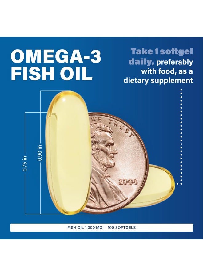 Major Pharmaceuticals Major Omega-3 Fish Oil - Fish Oil Supplement 1000mg - 100 Softgels (3 Pack) - Image 3