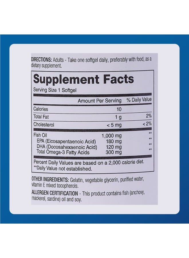 Major Pharmaceuticals Major Omega-3 Fish Oil - Fish Oil Supplement 1000mg - 100 Softgels (3 Pack) - Image 5