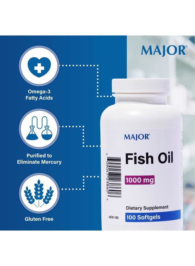 Major Pharmaceuticals Major Omega-3 Fish Oil - Fish Oil Supplement 1000mg - 100 Softgels (3 Pack) - Image 4