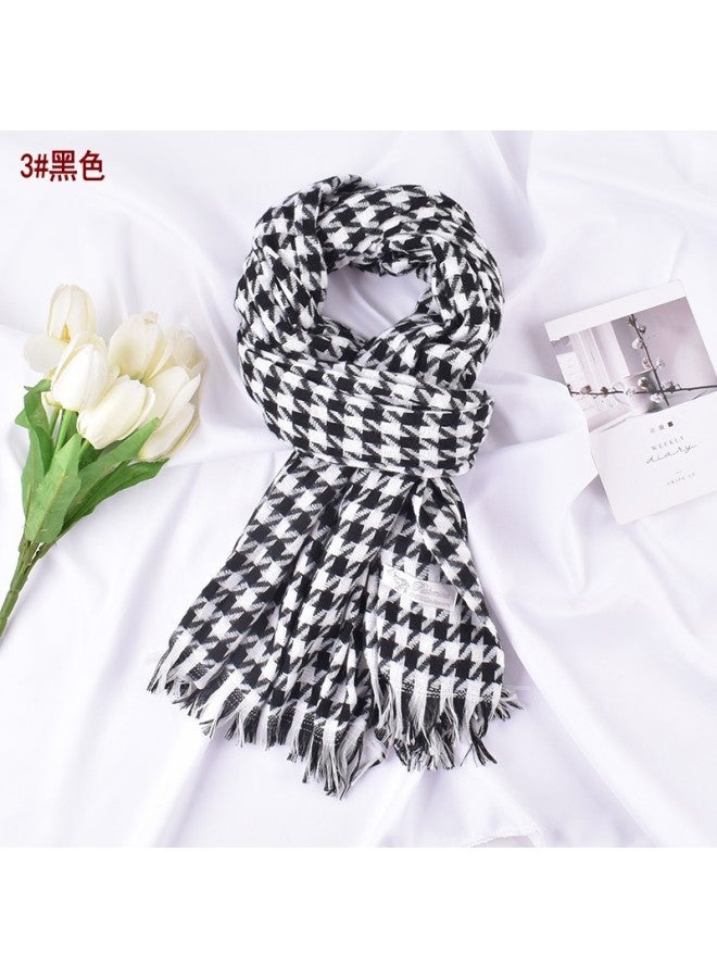 Autumn And Winter New Classic Houndstooth Tassel Cashmere Scarf Versatile Soft Glutinous Warm Shawl