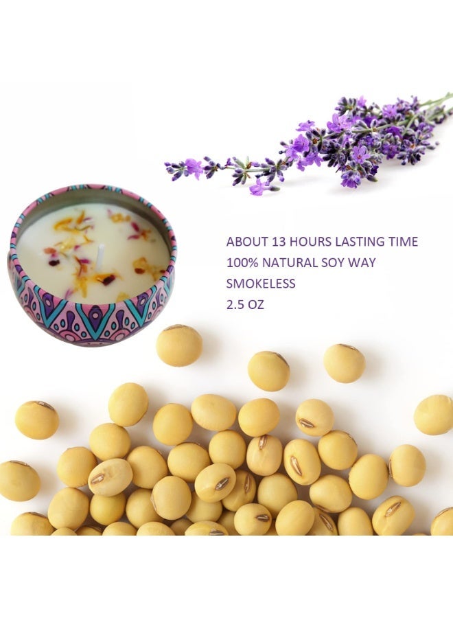 4 Pack Scented Candles Gift Set, 2.5 oz Aromatherapy Candles for Home, Portable Hotel Candles, Natural Soy Wax Tin Jar Candles for Yoga, Bath, Long Lasting Time Candles Gift for Women - Image 2