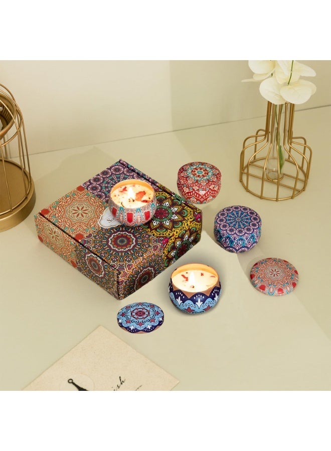 4 Pack Scented Candles Gift Set, 2.5 oz Aromatherapy Candles for Home, Portable Hotel Candles, Natural Soy Wax Tin Jar Candles for Yoga, Bath, Long Lasting Time Candles Gift for Women - Image 5