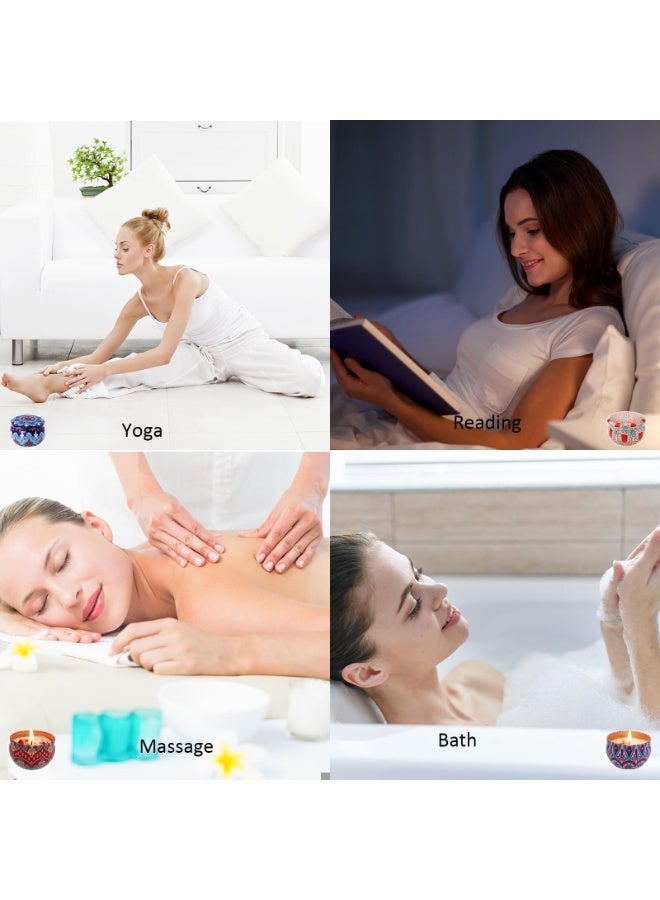 4 Pack Scented Candles Gift Set, 2.5 oz Aromatherapy Candles for Home, Portable Hotel Candles, Natural Soy Wax Tin Jar Candles for Yoga, Bath, Long Lasting Time Candles Gift for Women - Image 4