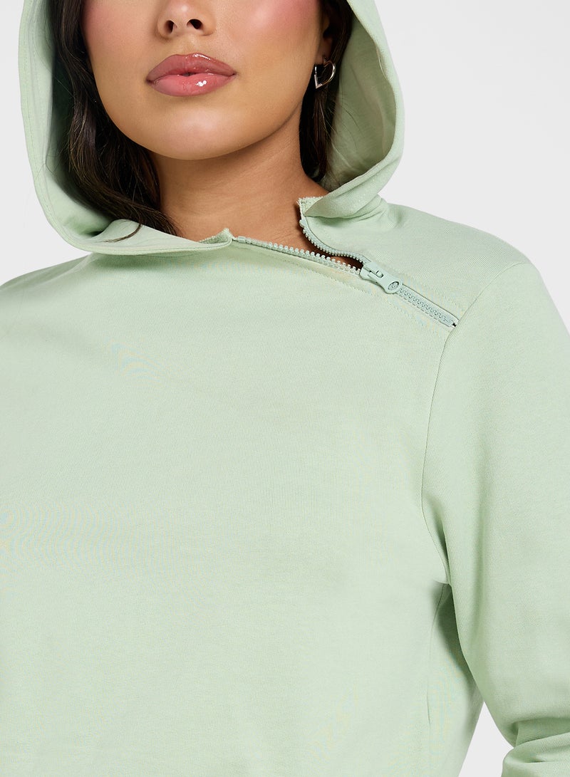 نا-كد هودي قصير بسحاب غير متماثل - Image 3