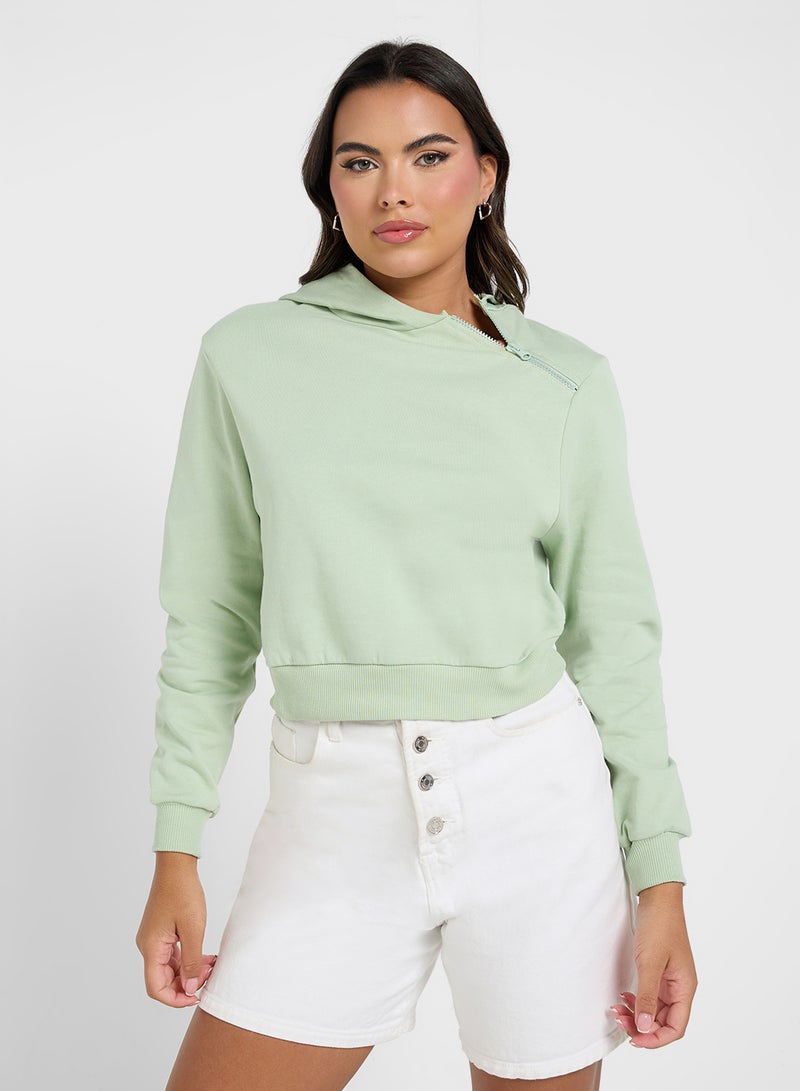 نا-كد هودي قصير بسحاب غير متماثل - Image 1