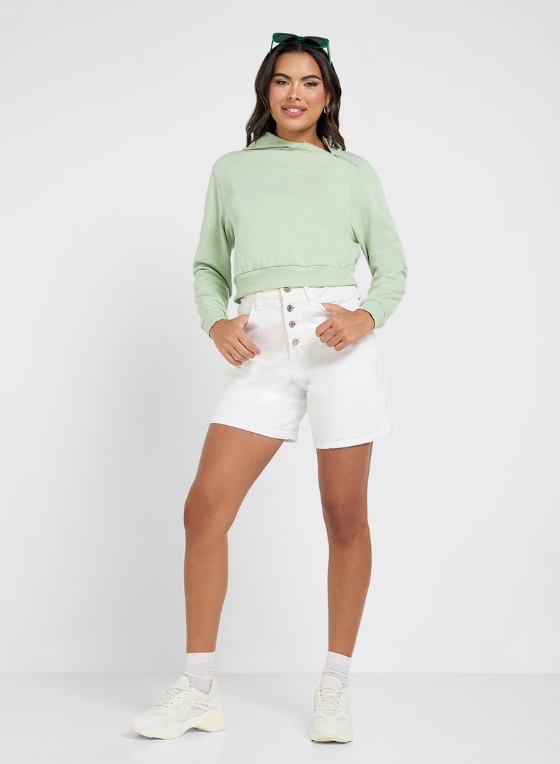 نا-كد هودي قصير بسحاب غير متماثل - Image 4