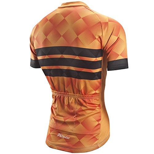 PHTXOLUE Men's Cycling Jersey Set Bicycle Short Sleeve Set Quick-Dry Breathable Shirt+3D Gel Pad Cushion Bib Shorts (Asia M=US Small, Orange + Black) - Image 2