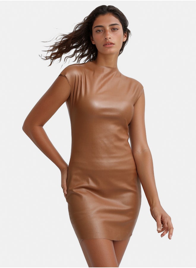 RAVIN - Sleeveless Leather Bodycon Dress - Image 1