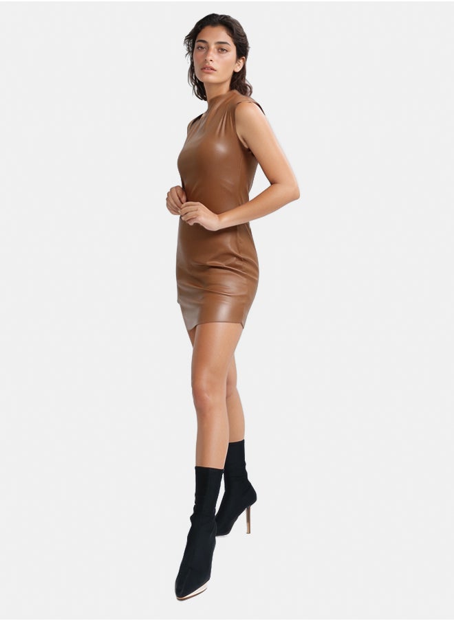 RAVIN - Sleeveless Leather Bodycon Dress - Image 1