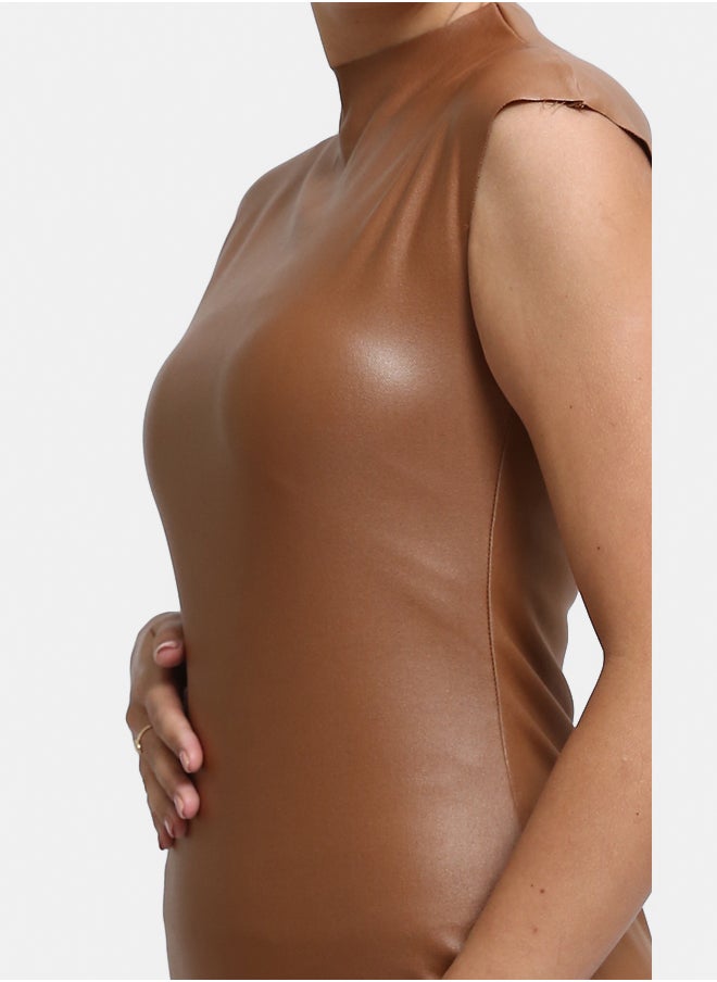 RAVIN - Sleeveless Leather Bodycon Dress - Image 1