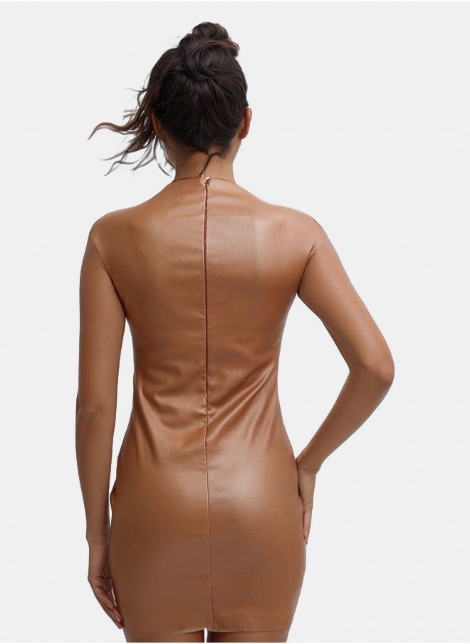 RAVIN - Sleeveless Leather Bodycon Dress - Image 1
