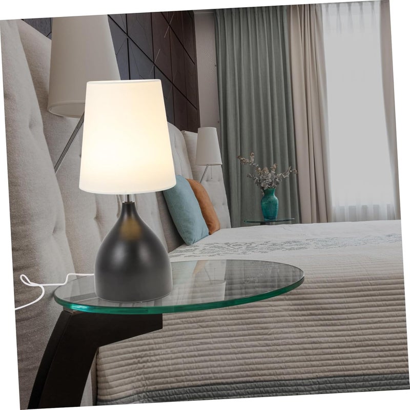 DOITOOL 1pc Touch Control Decorative Bedside Light Atmosphere Lamp for Bedroom Dorm Shop Modern Cloth Lampshade for Warm Gentle Lighting Elegant Nightstand Light Black - Image 4