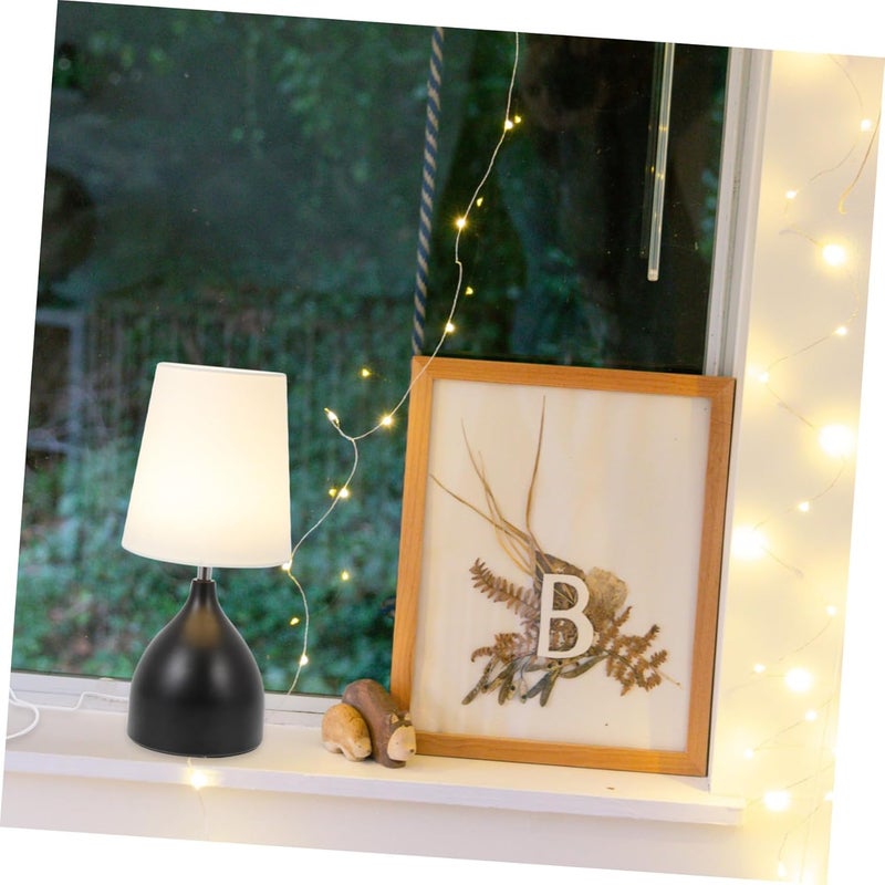 DOITOOL 1pc Touch Control Decorative Bedside Light Atmosphere Lamp for Bedroom Dorm Shop Modern Cloth Lampshade for Warm Gentle Lighting Elegant Nightstand Light Black - Image 5