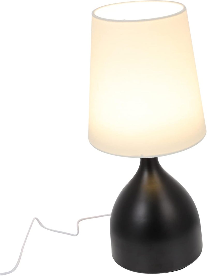 DOITOOL 1pc Touch Control Decorative Bedside Light Atmosphere Lamp for Bedroom Dorm Shop Modern Cloth Lampshade for Warm Gentle Lighting Elegant Nightstand Light Black - Image 1