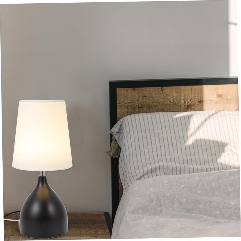 DOITOOL 1pc Touch Control Decorative Bedside Light Atmosphere Lamp for Bedroom Dorm Shop Modern Cloth Lampshade for Warm Gentle Lighting Elegant Nightstand Light Black - Image 3