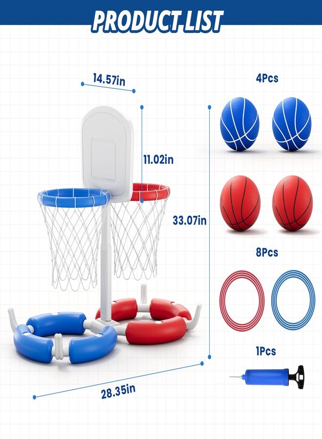 HYES Double Pool Basketball Hoop with Backboard, 2-in-1 Floating Pool Toys Ring Toss Game, 2 Player Games Summer Outdoor Water Toys Gifts for Kids Ages 4-8 8-12 & Adults, Family Swimming Pool Party - Image 5