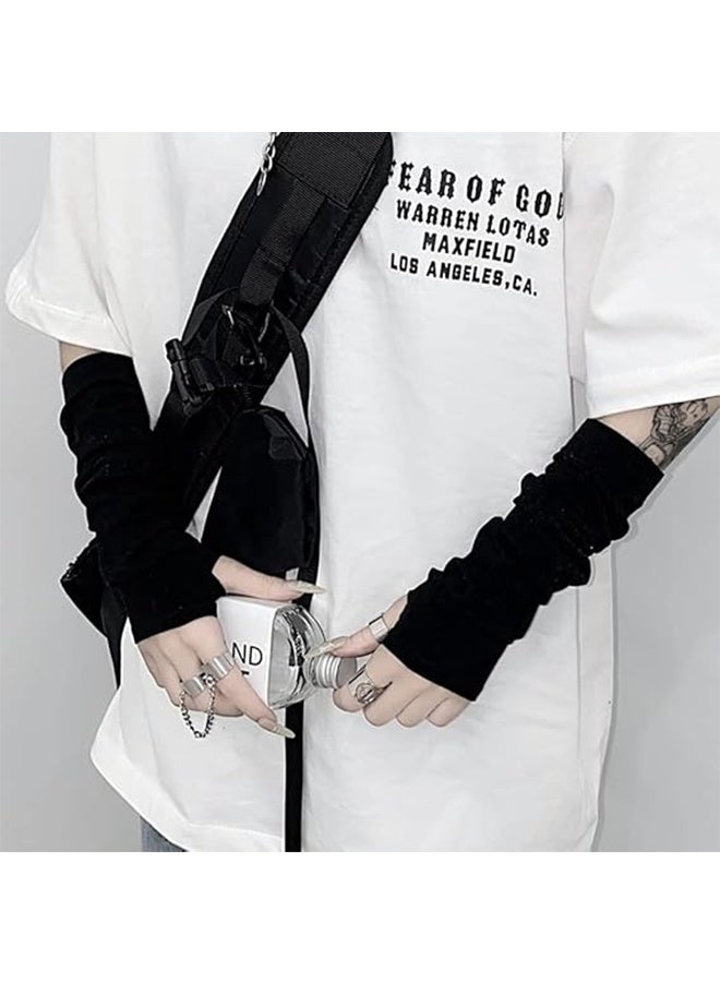 1 Pair Women Goth Arm Sleeve Cool Rock Hip Hop Punk Gloves Fingerless Gloves for Women Girl Costume Party - Image 3