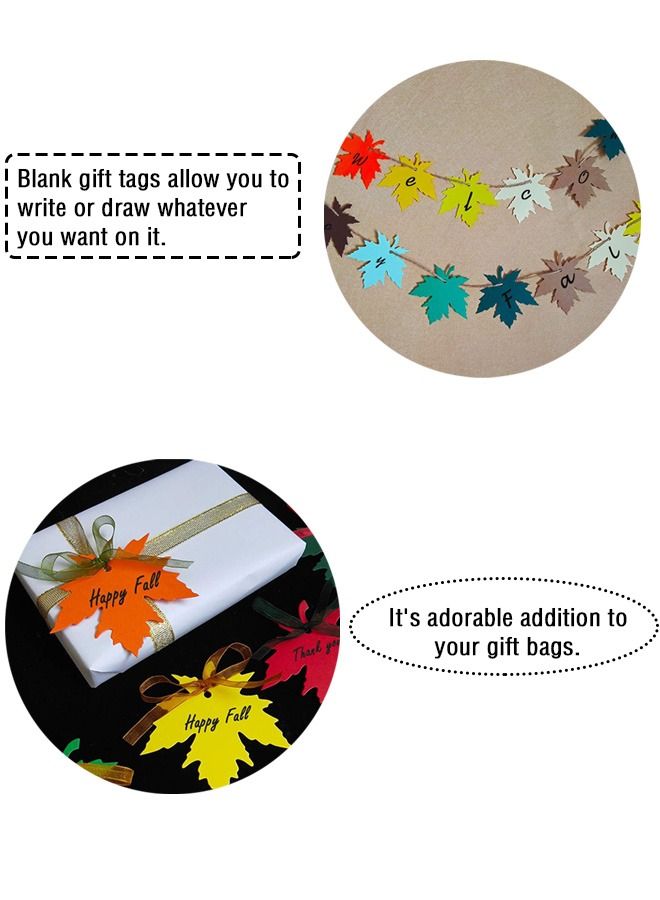 120 Pcs Maple Leaves Gift Tags, Autumn Gift Tags Maple Leaf Gift Tags with Rope, for Kids School Bulletin Board Decorations (12 colors) - Image 3