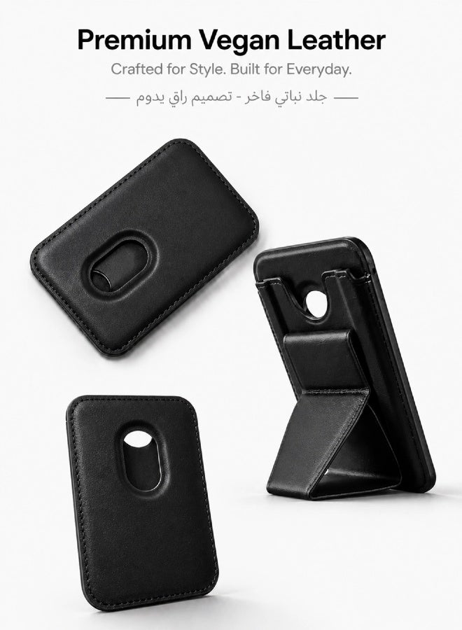 مثالي للمقاهي وجلسات المجلس: محفظة بطاقات ماج سيف لآيفون 17 16 15 14 13 12، تصميم X-Fold العائم، ثبات المثلث الذهبي، تتسع لـ 3 بطاقات، جلد فاخر - Image 5