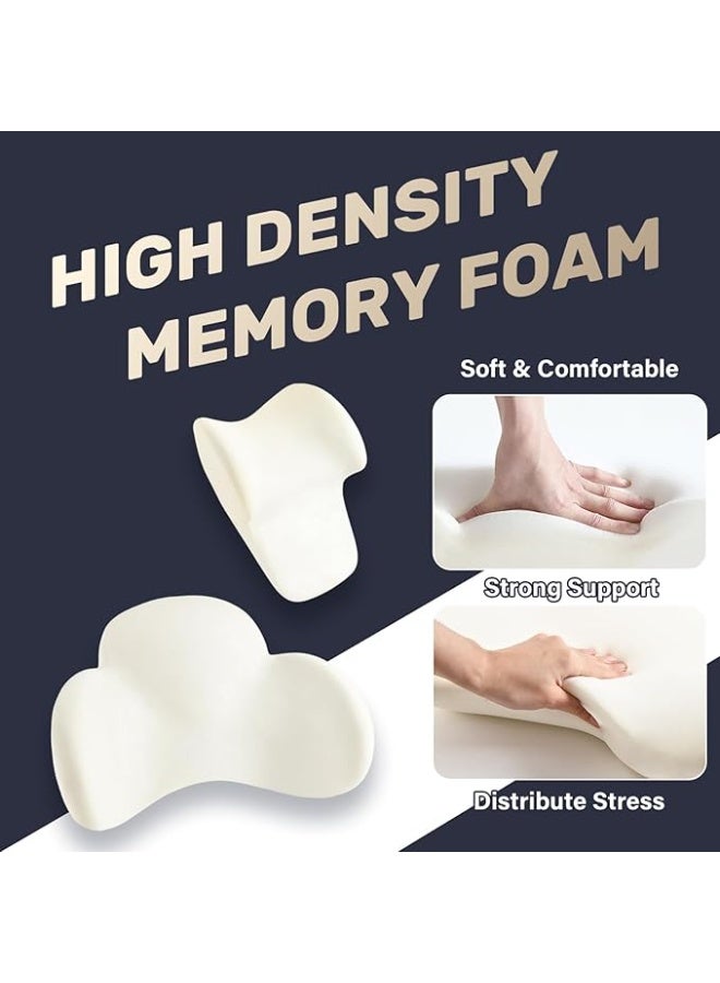 طقم دعم الظهر والرقبة الطبي المطور – وسادة قطنية + مسند رأس من الميموري فوم – لتخفيف آلام عرق النسا والرقبة والعمود الفقري – مثالي للسيارة والمكتب (بيج) - Image 3