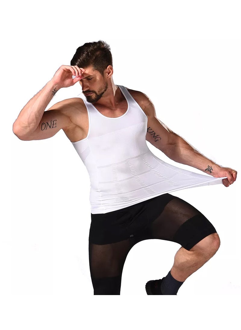 SLIM'N LIFT - Men Slim Body Lift Body Shaper Tummy Shaper Vest Panties Corset Waist Muscle Corset Shirt Burn Fat Posture Corrector Hot White - Image 1