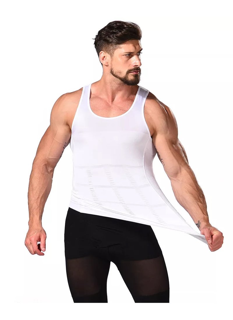 SLIM'N LIFT - Men Slim Body Lift Body Shaper Tummy Shaper Vest Panties Corset Waist Muscle Corset Shirt Burn Fat Posture Corrector Hot White - Image 1