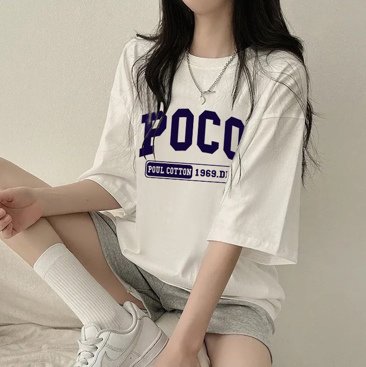 Factory Short-Sleeved T-Shirt Women'S Korean-Style 2024 Korean-Style Cotton Harajuku-Style Top Texture Loose Slim - Image 3