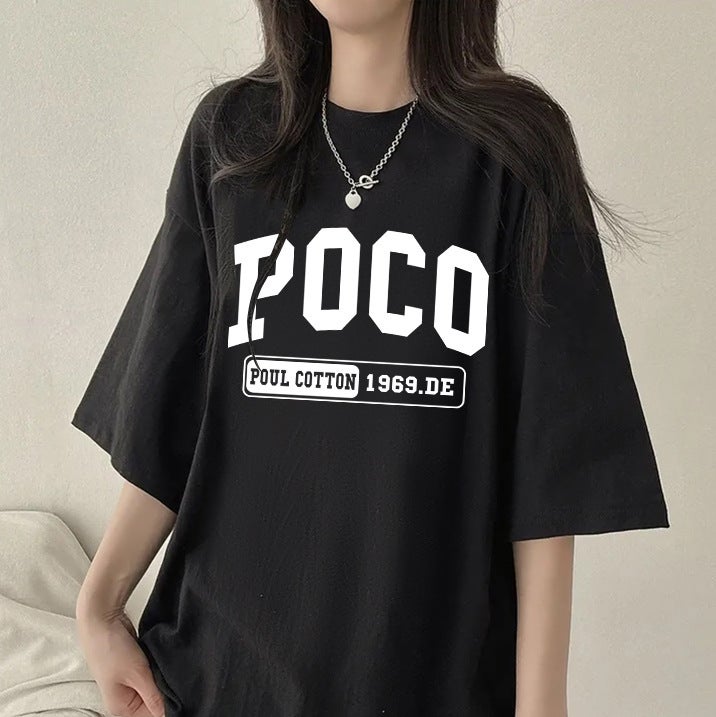 Factory Short-Sleeved T-Shirt Women'S Korean-Style 2024 Korean-Style Cotton Harajuku-Style Top Texture Loose Slim - Image 2