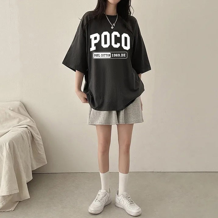 Factory Short-Sleeved T-Shirt Women'S Korean-Style 2024 Korean-Style Cotton Harajuku-Style Top Texture Loose Slim - Image 5