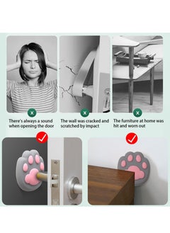 Y&D 8 Pcs Door Stoppers for Wall, Knob Wall Protector Silencer Covering Panels Bumper Self Adhesive Cat's Paw Decor(4 color *2)  - Image 3