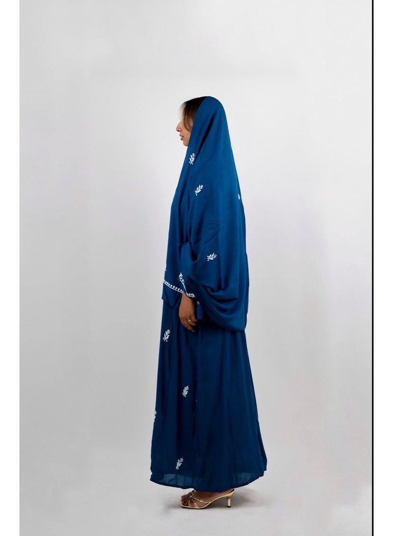 جميلة جلابية "تشيكانكاري" كحلي مطرزة مع شيلة متناسقة - Image 5