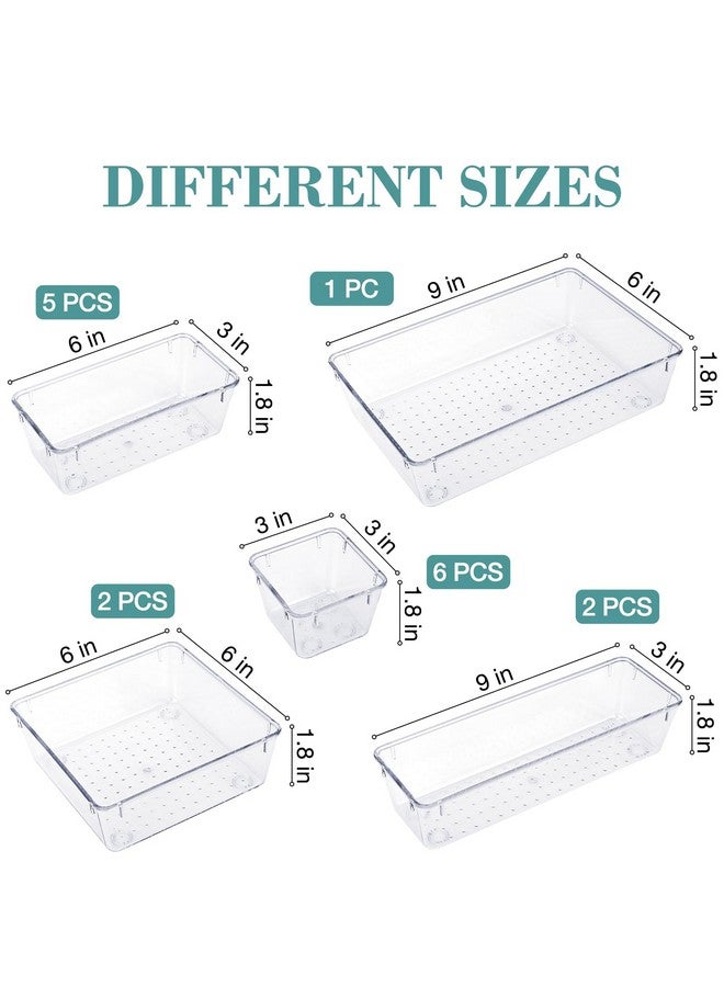 StorMiracle 16 PCS Drawer Organizer Set, 5 Varied Size Bathroom and kitchen Drawer cabinet organizer Trays, Clear Storage Bins for Makeup, Jewelry, Utensils and Gadgets - Image 2