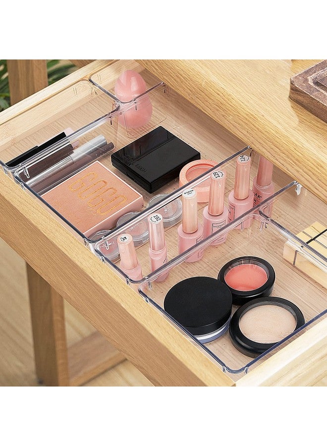 StorMiracle 16 PCS Drawer Organizer Set, 5 Varied Size Bathroom and kitchen Drawer cabinet organizer Trays, Clear Storage Bins for Makeup, Jewelry, Utensils and Gadgets - Image 5