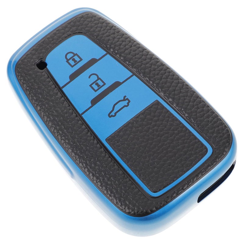Blue Leather Texture 3 Button Key Fob Protector Cover Compatible with Toyota Smart Remote - Image 2