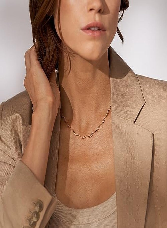 سكاجين قلادة سكاجين النسائية ذات السلسلة المصنوعة من الفولاذ المقاوم للصدأ بلون الذهب الوردي (الموديل: SKJ1745791) - Image 3