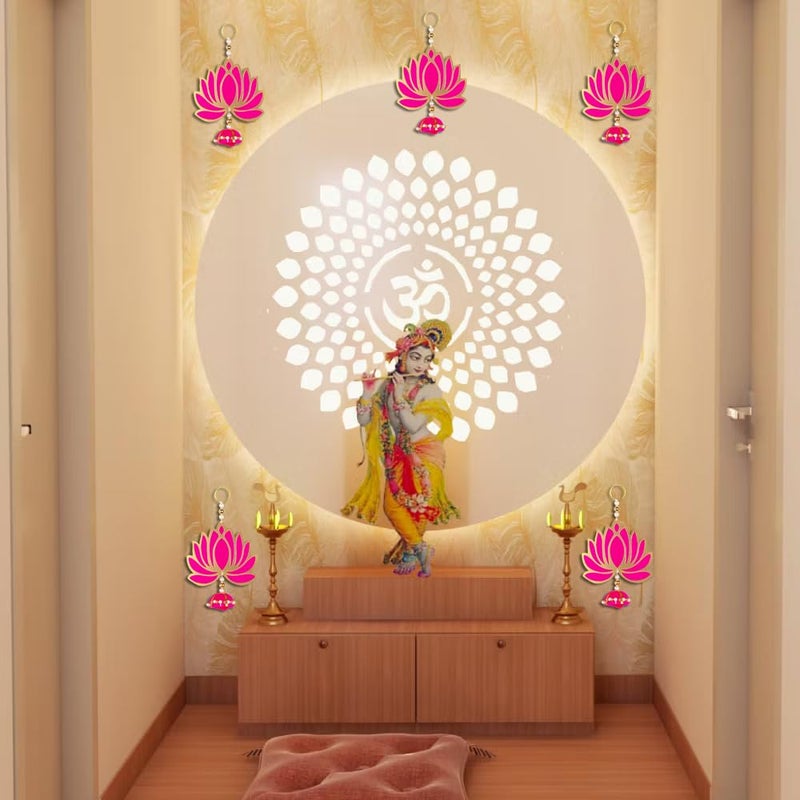 Laxmita Perfection Lotus Hanging Festive Wall Decor Torans & Wedding Decor/Diwali Decor Torans/Ganesh Chaturthi Decor Backdrop/Door Bandarwal Torans with Lotus (Pack of 5) - Image 4