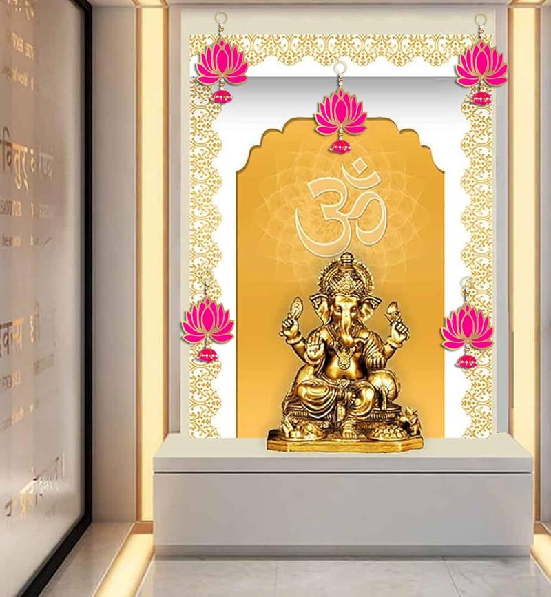 Laxmita Perfection Lotus Hanging Festive Wall Decor Torans & Wedding Decor/Diwali Decor Torans/Ganesh Chaturthi Decor Backdrop/Door Bandarwal Torans with Lotus (Pack of 5) - Image 3