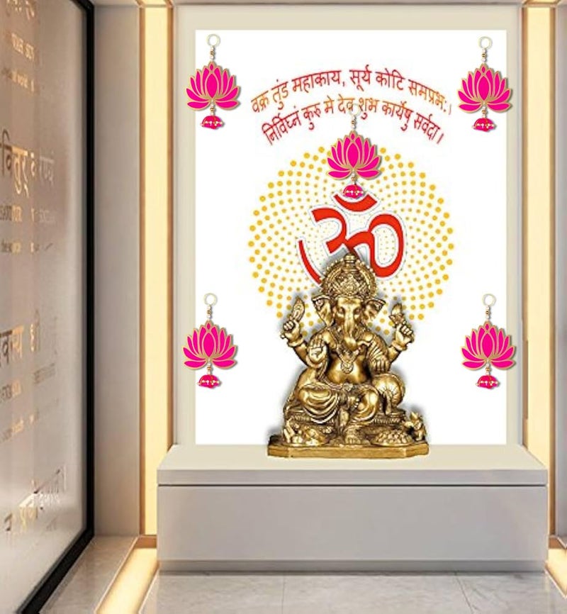 Laxmita Perfection Lotus Hanging Festive Wall Decor Torans & Wedding Decor/Diwali Decor Torans/Ganesh Chaturthi Decor Backdrop/Door Bandarwal Torans with Lotus (Pack of 5) - Image 2