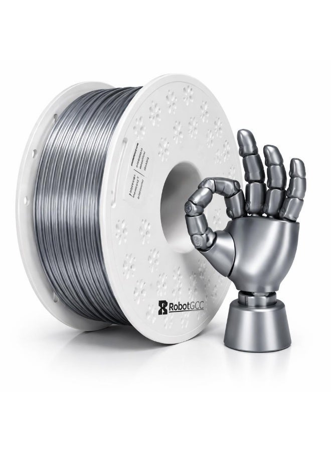 Silver Silk Pla 1 75Mm Filament 1Kg For 3D Printer Shiny Metallic Pla Filament Smooth Surface Finish Easy Printing Material Low Odor High Precision Filament Fdm Compatible With Ender 3 V2 Bambu Lab Anycubic Kobra Elegoo Neptune Prusa I3