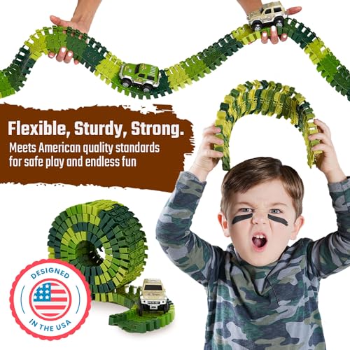 JITTERYGIT Dinosaur Jurassic Race Track Train Glow in The Dark World Toy Set, Kids Dino Racetrack Park Includes T-Rex & Triceratops Playset - Best Birthday Gift for Boys & Girls 3 4 5 6 7 8 Year Old - Image 5