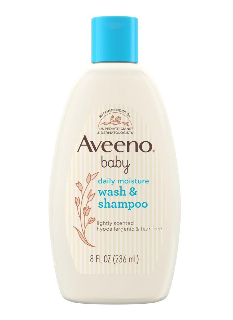 Aveeno Baby Aveeno Baby Daily Moisture Gentle Body Wash & Shampoo with Oat Extract, 2-in-1 Baby Bath Wash & Hair Shampoo, Tear- & Paraben-Free for Hair & Sensitive Skin, Lightly Scented, 8 fl. oz 