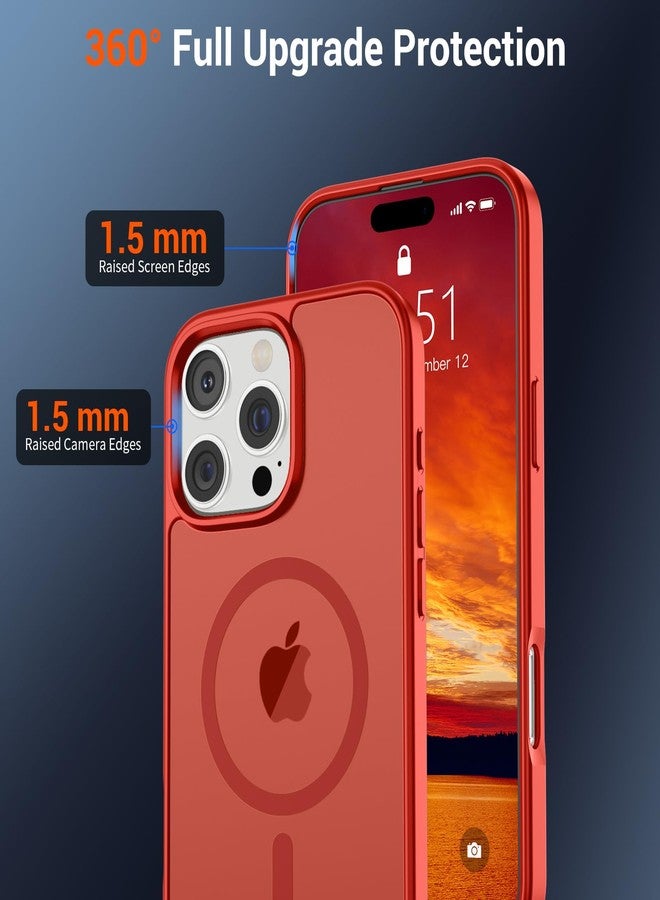 استلق جراب SUPFINE المغناطيسي لهاتف iPhone 16 Pro Max (متوافق مع MagSafe) (حماية فائقة ضد السقوط بمعايير عسكرية) جراب رفيع وشفاف غير لامع مقاوم للصدمات ومضاد لبصمات الأصابع، أحمر - Image 4