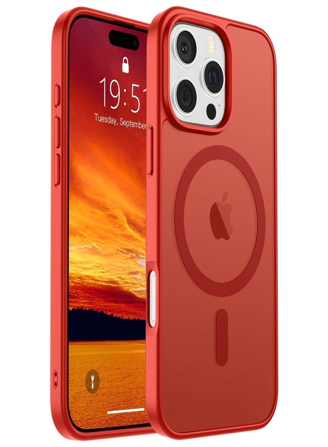 استلق جراب SUPFINE المغناطيسي لهاتف iPhone 16 Pro Max (متوافق مع MagSafe) (حماية فائقة ضد السقوط بمعايير عسكرية) جراب رفيع وشفاف غير لامع مقاوم للصدمات ومضاد لبصمات الأصابع، أحمر - Image 1