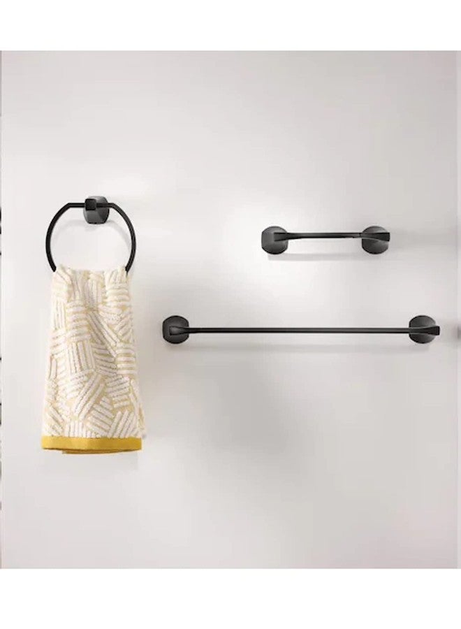 Moen Lindor Matte Black Bathroom Set: 18" Towel Bar, Towel Ring & Toilet Paper Holder Set - Image 4