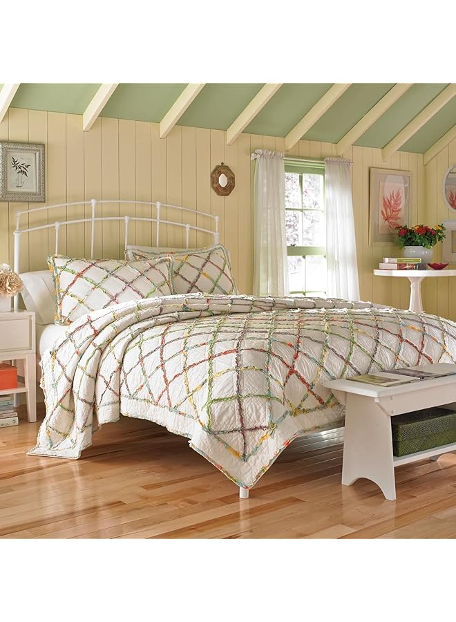 LAURA ASHLEY Home Standard Sham Soft Cotton Bedding With Envelope Closure Pre Washed Home Decor For Added Softness Ruffle Garden Cream 20 Inch X 26 Inch - Image 2