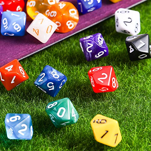 TecUnite 25 Pieces Polyhedral Dice Set with Black Pouch for Other Table Activities with Random Multi Colored AssortmentTransparent Mixed Color10 Sides - Image 5