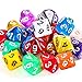 TecUnite 25 Pieces Polyhedral Dice Set with Black Pouch for Other Table Activities with Random Multi Colored AssortmentTransparent Mixed Color10 Sides - Image 2