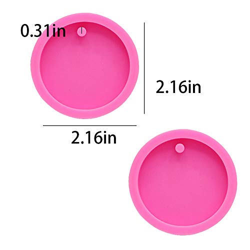 KuuGuu 6 Pack Round Keychain Silicone Mold Flat Circle Keychain Charms Epoxy Resin Molds Casting Molds with Hole for DIY Earrings Pet Tag Christmas Ornaments Wedding Favor Jewelry Crafts Making (2 inch) - Image 2