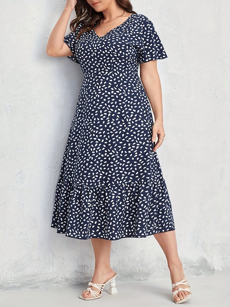 Printed Loose Fit Boho Midi Dress with Elastic Waist - Image 4